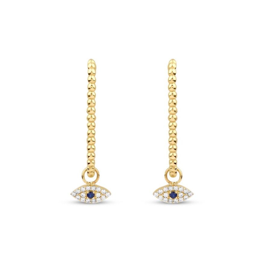 Gold Blue Eye Earrings