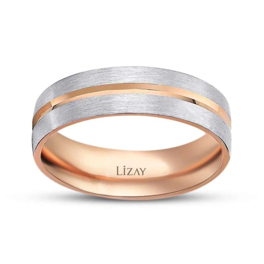 Gold Two-Tone Modern Wedding Band