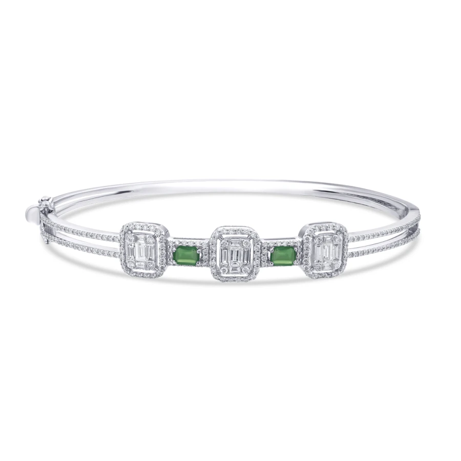 1.68 Carat Diamond Baguette Emerald Bangle