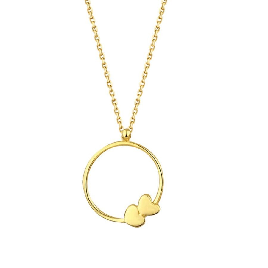 Gold Heart Circle Necklace