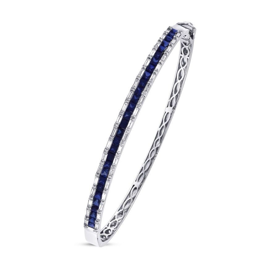 2.61 Carat Diamond Sapphire Bangle