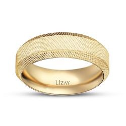 Gold Textured Domed Wedding Band
