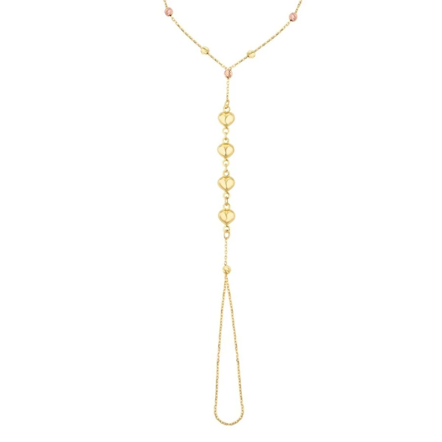 Gold Ball Heart Hand Chain Bracelet