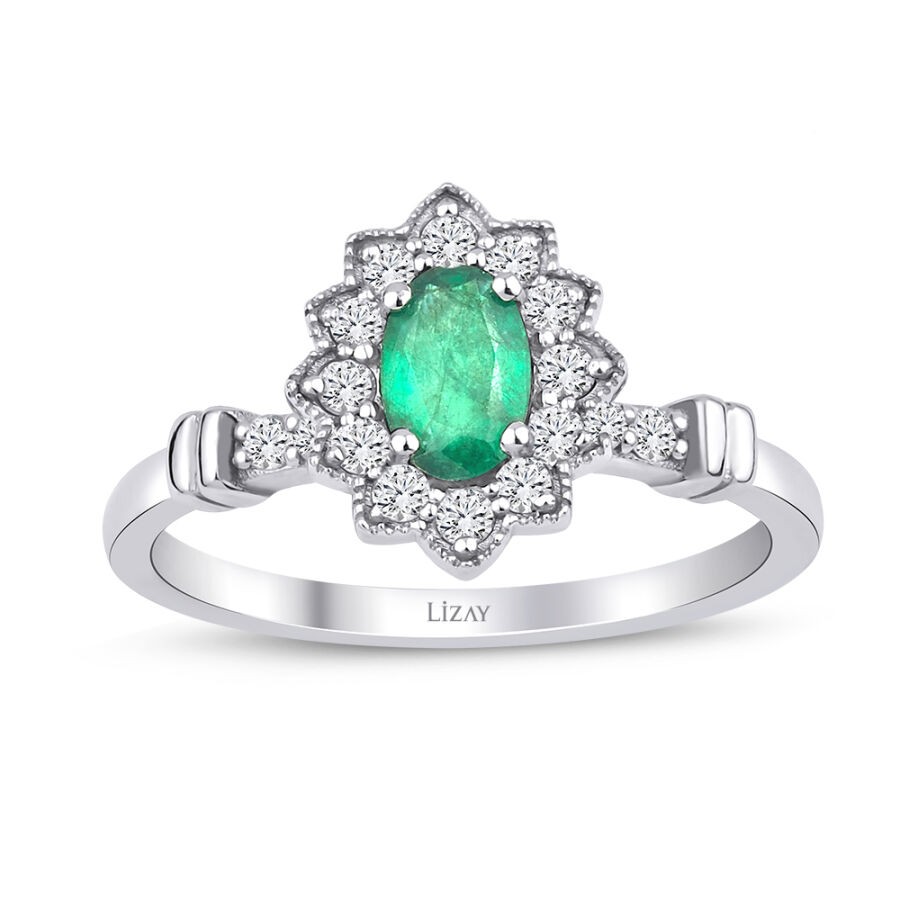 0.62 Carat Diamond Emerald Ring