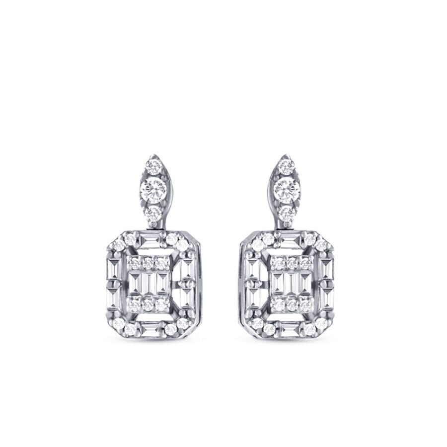 0.41 Carat Diamond Baguette Earrings