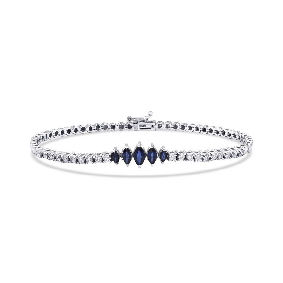 1.61 Carat Diamond Sapphire Bracelet