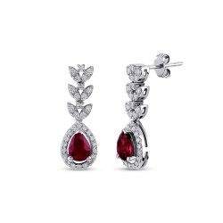 1.57 Carat Diamond Ruby Earrings