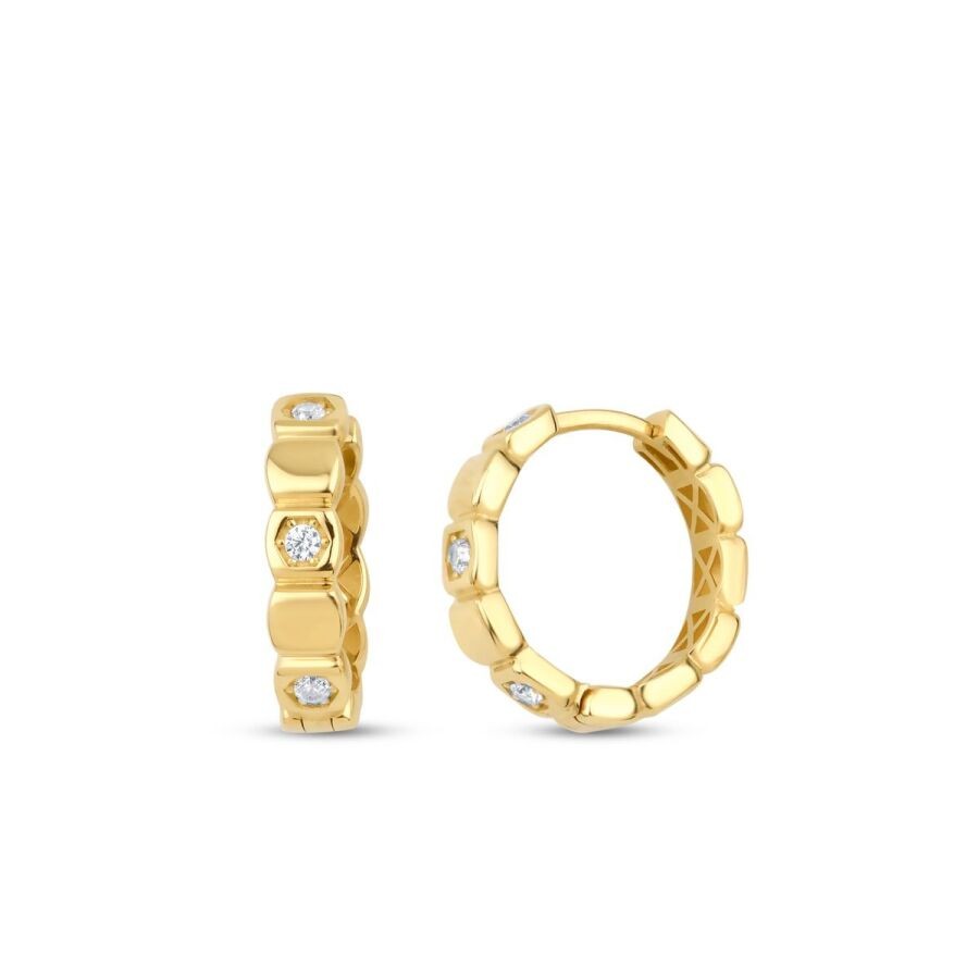 Gold Stone Hoop Earring
