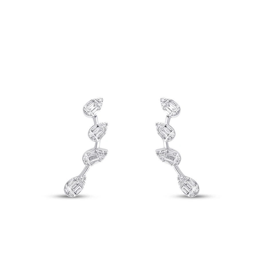 0.33 Carat Diamond Pear Baguette Earrings