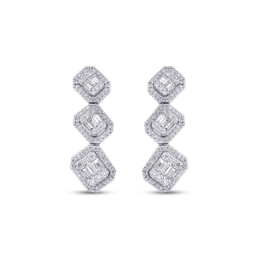 1.30 Carat Diamond Baguette Earrings