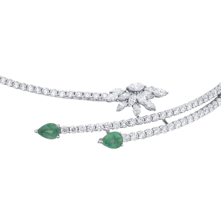 11.65 Carat Diamond Emerald Necklace