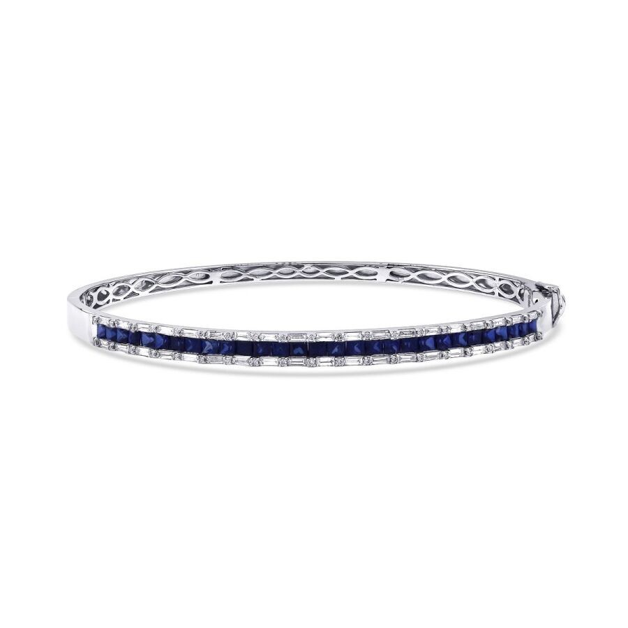 2.61 Carat Diamond Sapphire Bangle