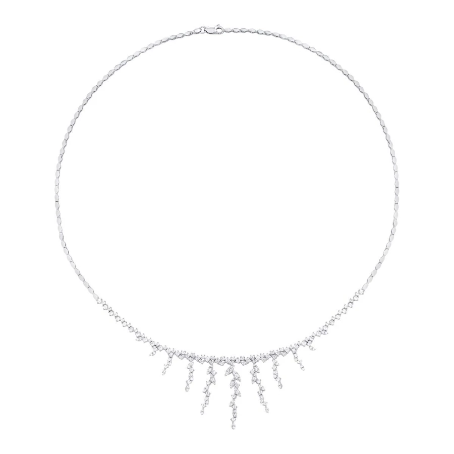 Gold Halskette mit Hängenden Steinen