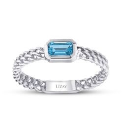 0,37 Karat Diamant Blauer Topas Baguette Halskette