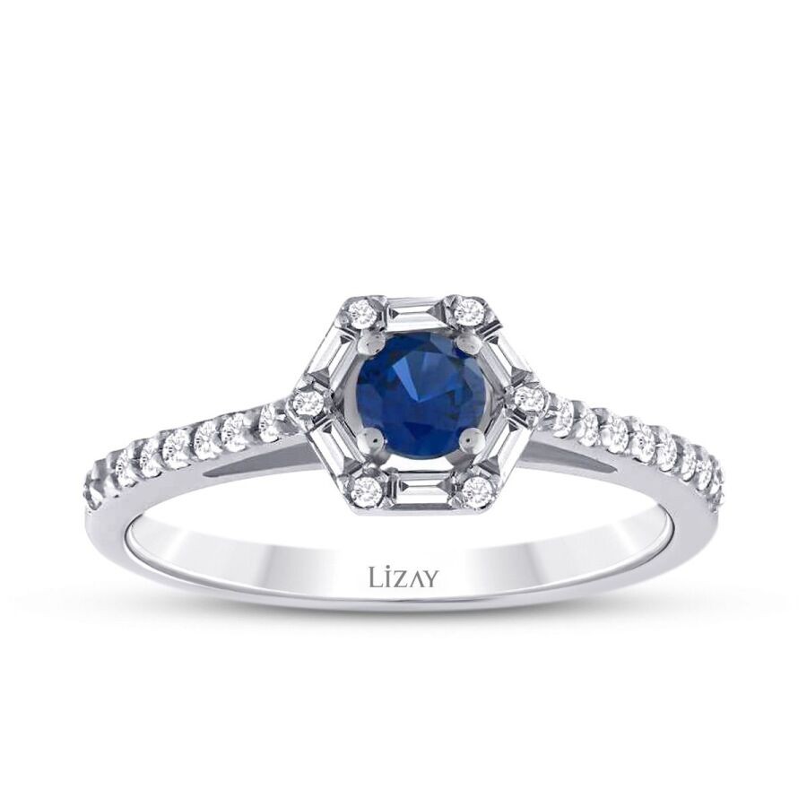 0.60 Carat Diamond Baguette Sapphire Ring