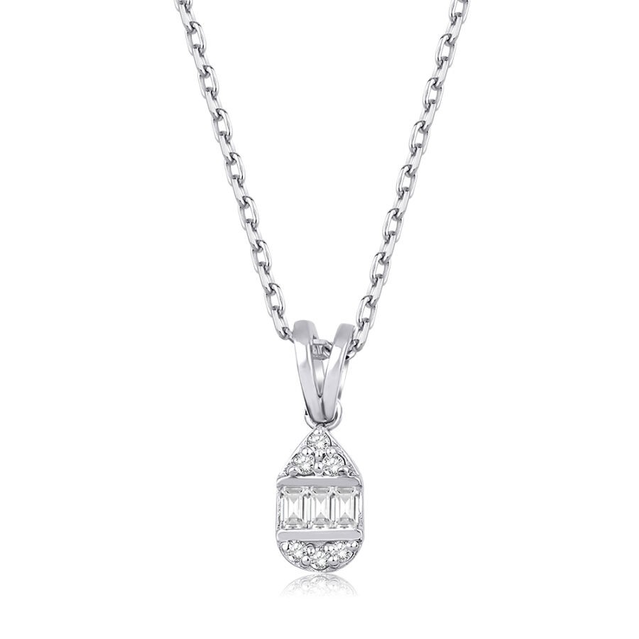 0.10 Carat Diamond Baguette Necklace