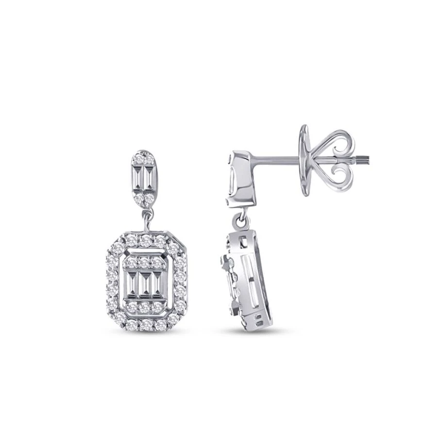 0.59 Carat Diamond Baguette Earrings
