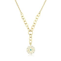 Gold Chain Blue Eye Necklace