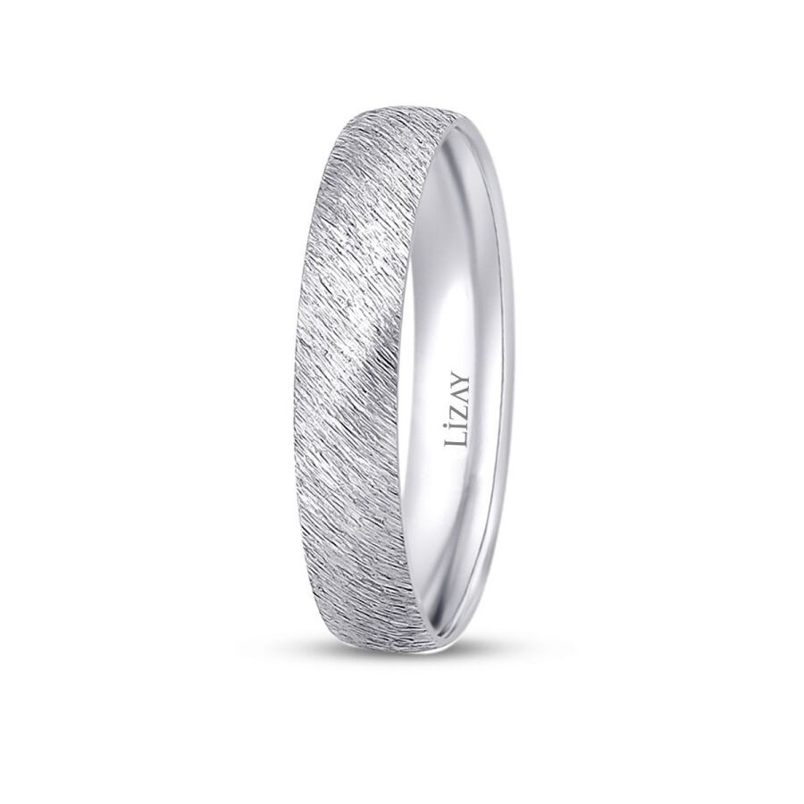 White Gold Textured Wedding Band