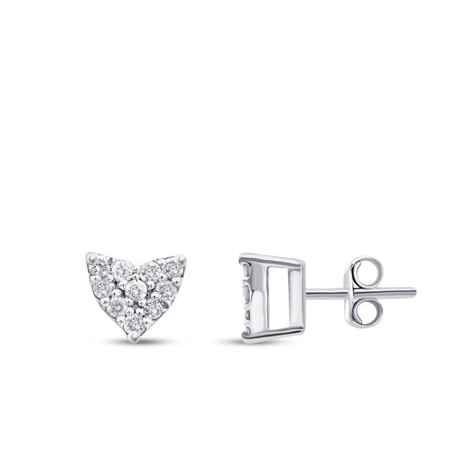 0.12 Carat Diamond Rose Gold Heart Earrings