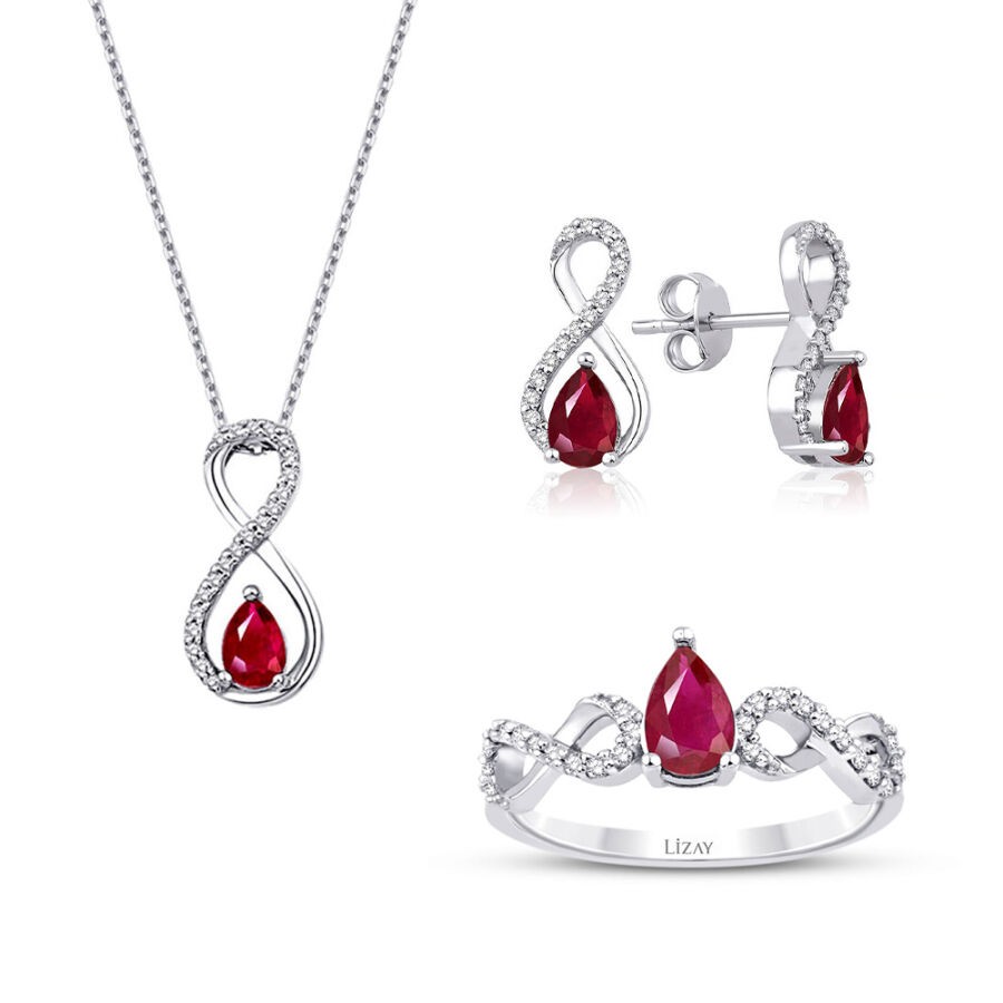 2.72 Carat Diamond Drop Ruby Set