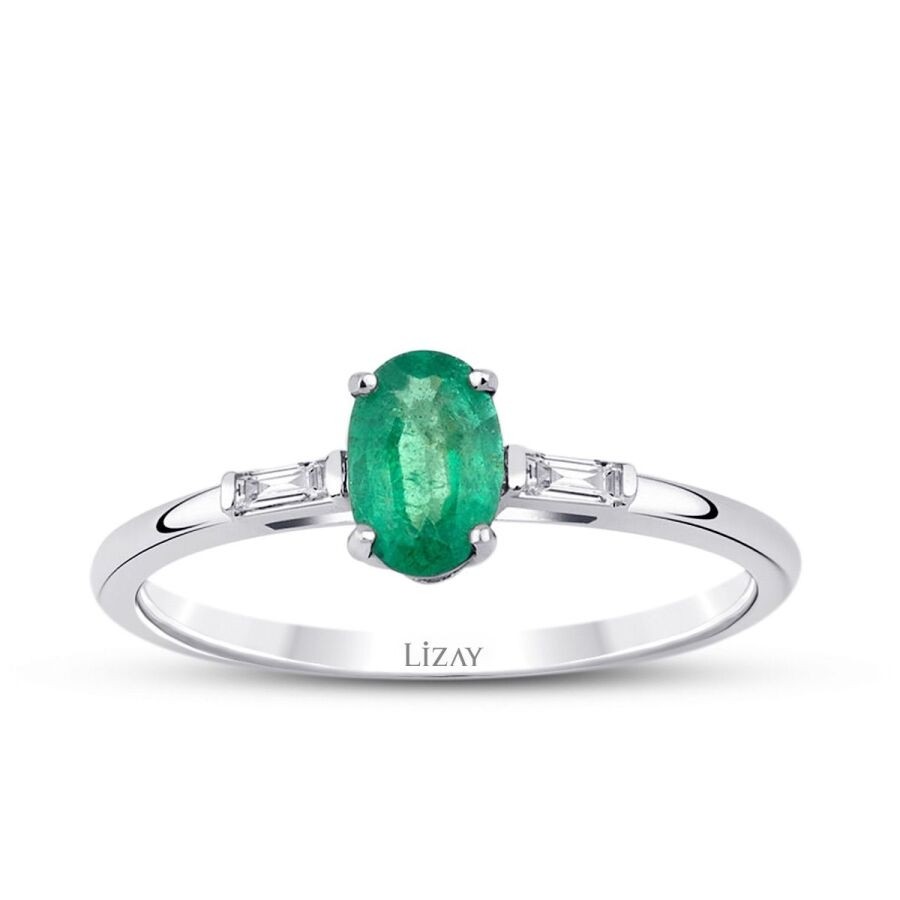 0.41 Carat Diamond Emerald Ring