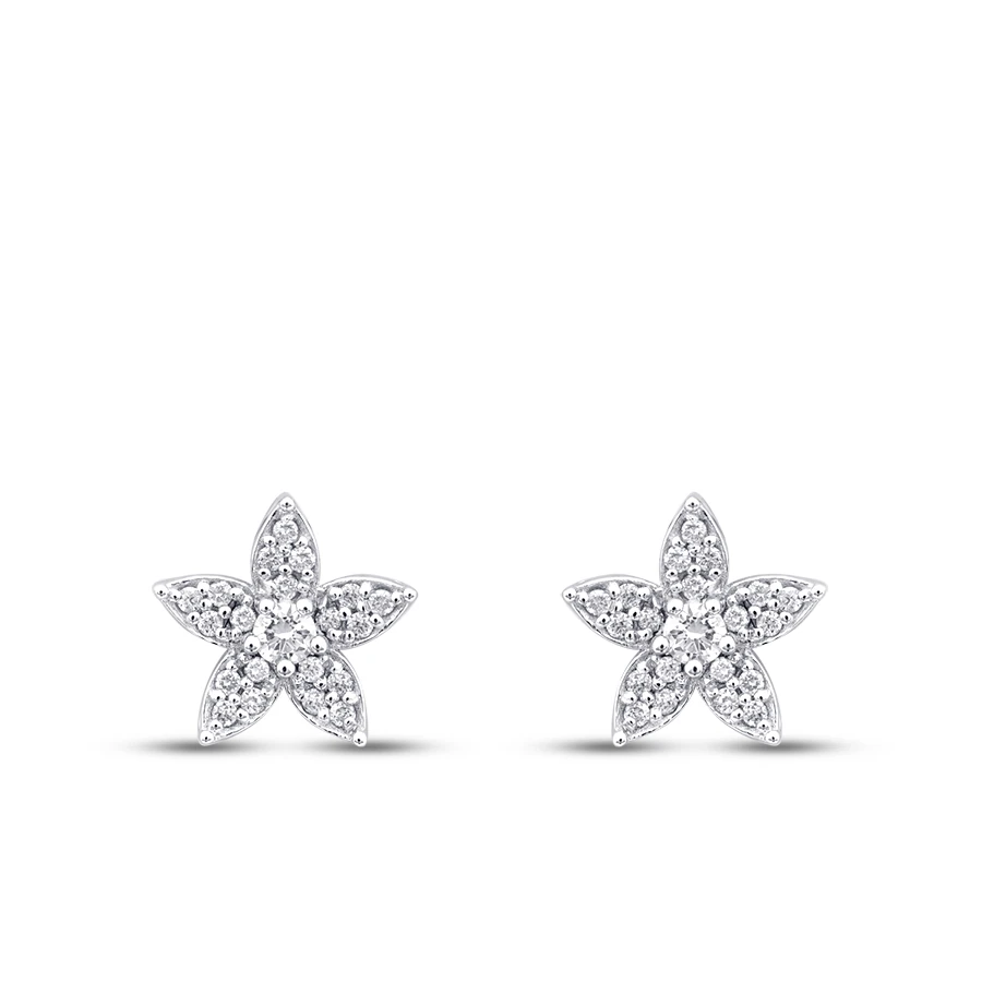 0.34 Carat Diamond Flower Earrings