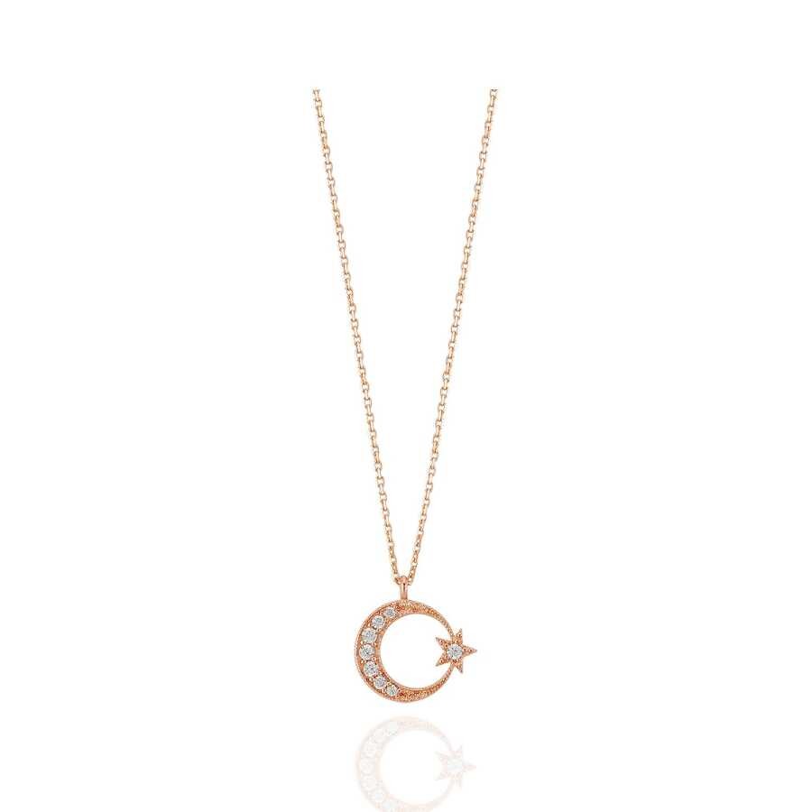 Gold Crescent and Star Necklace