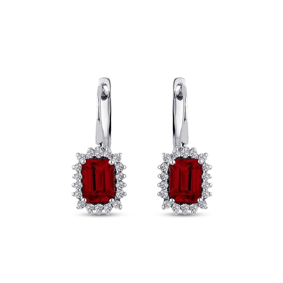 2.98 Carat Diamond Ruby Earrings