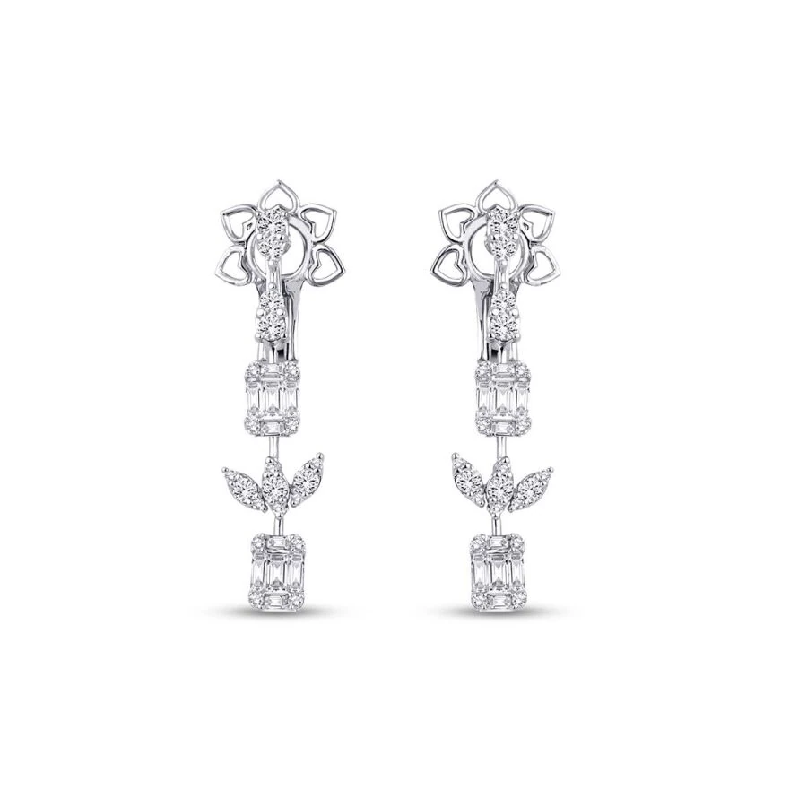 1.58 Carat Diamond Baguette Earrings