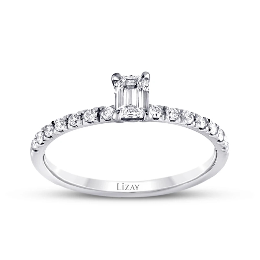 0.89 Carat Diamond Emerald Cut Solitaire Engagement Ring
