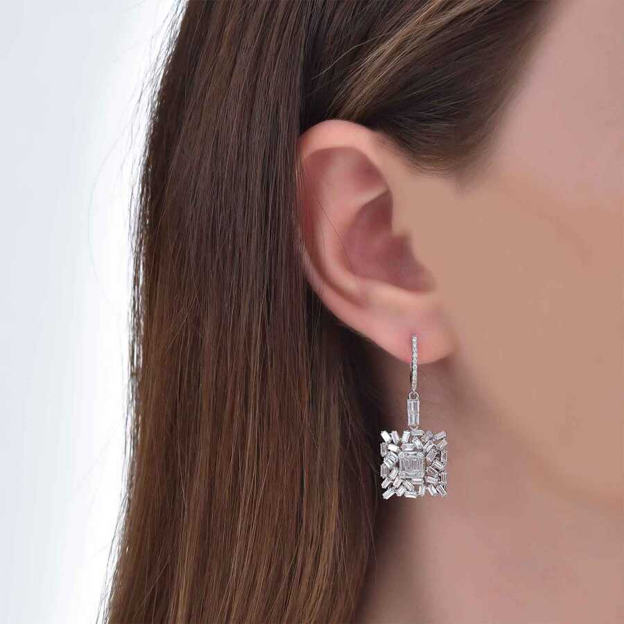 2.65 Carat Diamond Baguette Earrings