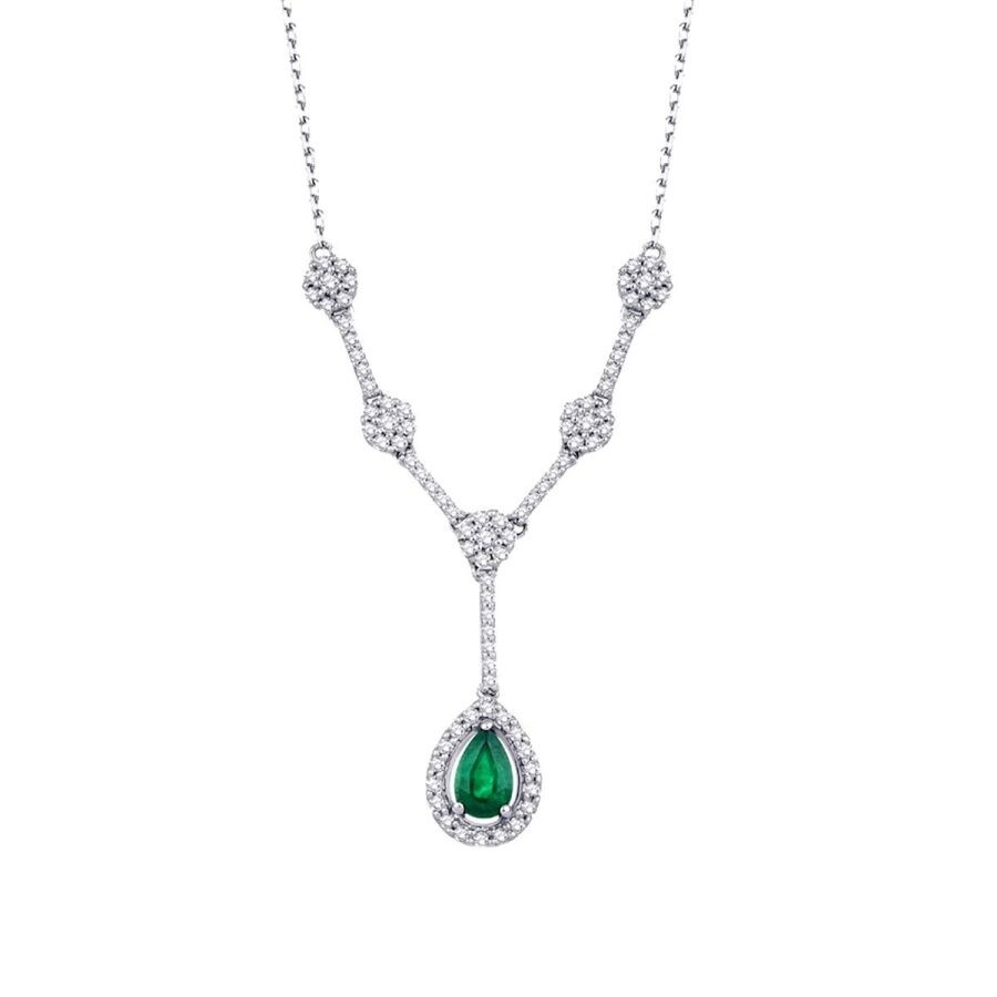 0.87 Carat Diamond Emerald Necklace