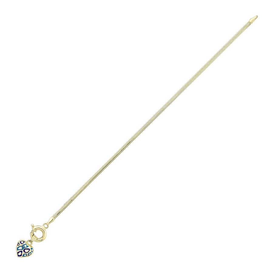 Gold Herringbone Heart Charm Bracelet