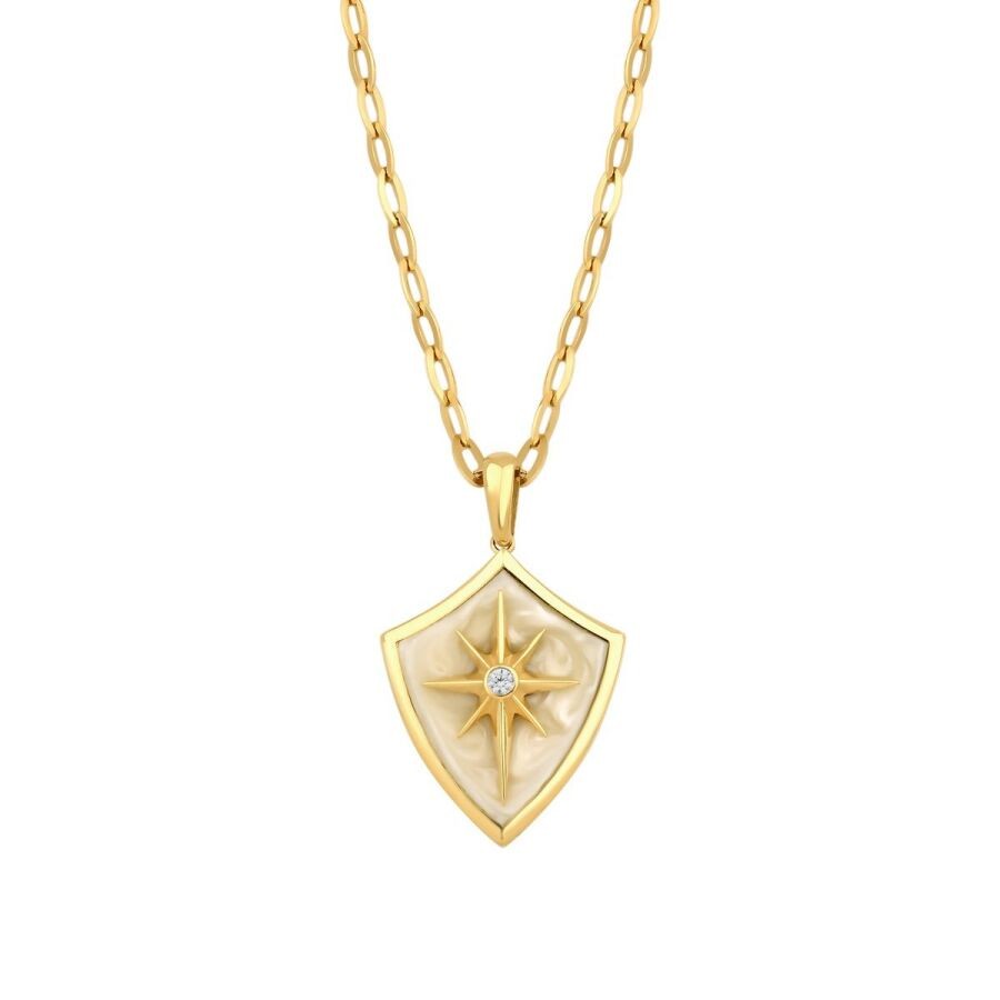 Gold North Star Enamel Necklace