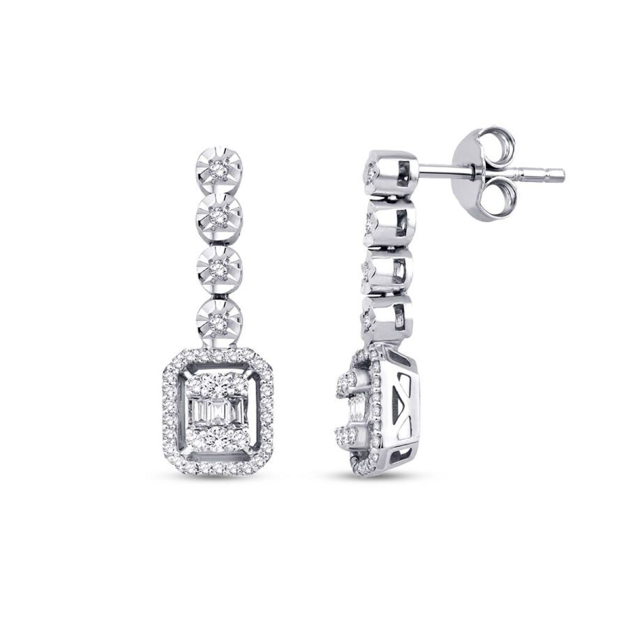 0.37 Carat Diamond Baguette Earrings