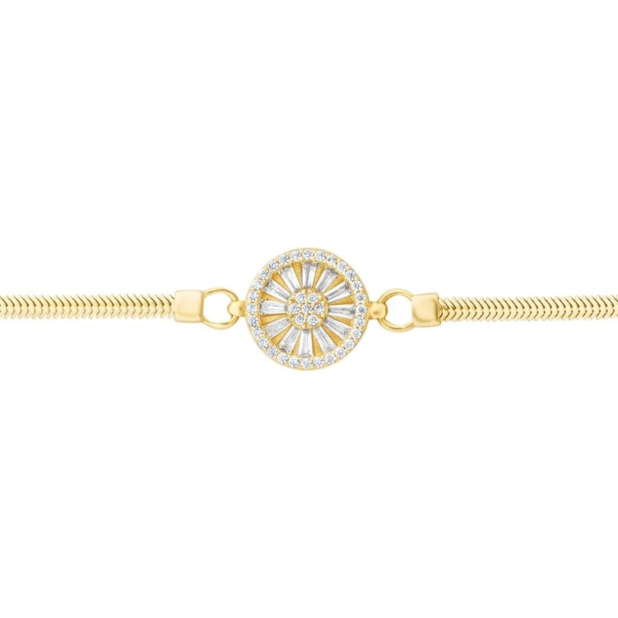 Gold Baguette Stone Chain Bracelet