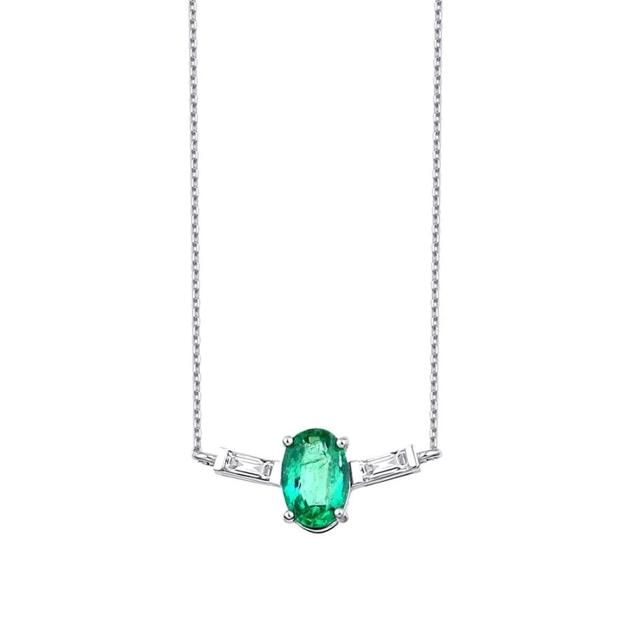 0.45 Carat Diamond Emerald Baguette Necklace