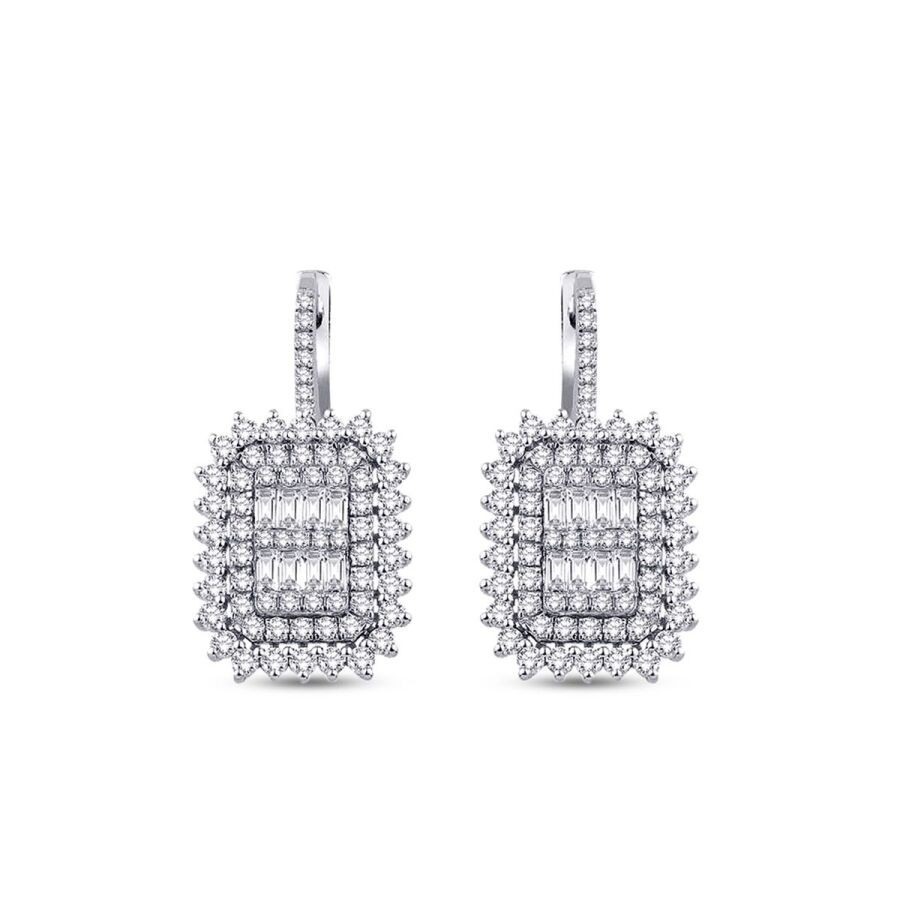 2.07 Carat Diamond Baguette Earrings
