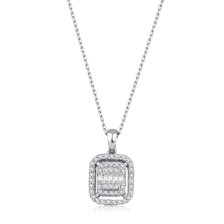 0.16 Carat Diamond Baguette Necklace
