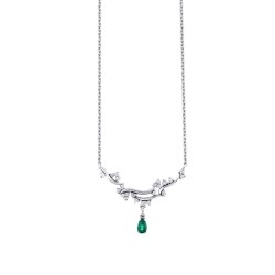 0.46 Carat Diamond Emerald Necklace