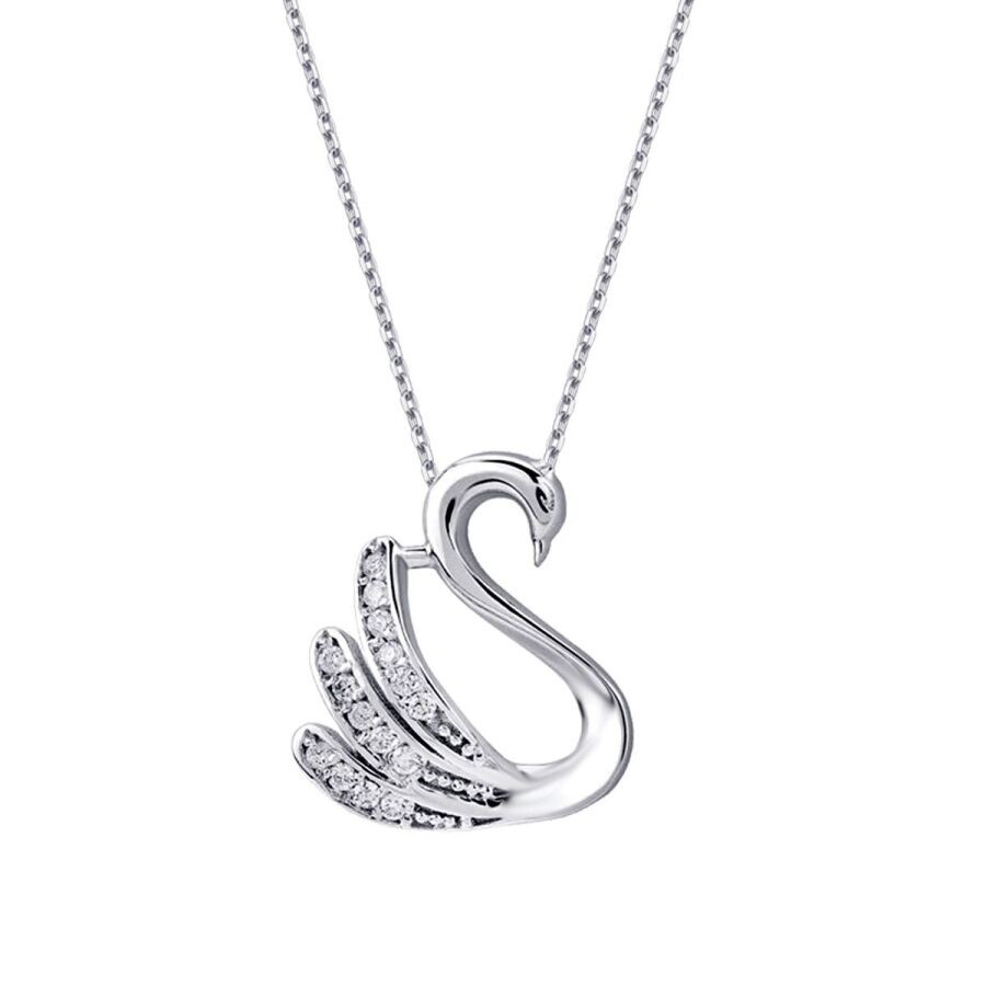 0.08 Carat Diamond Swan Necklace