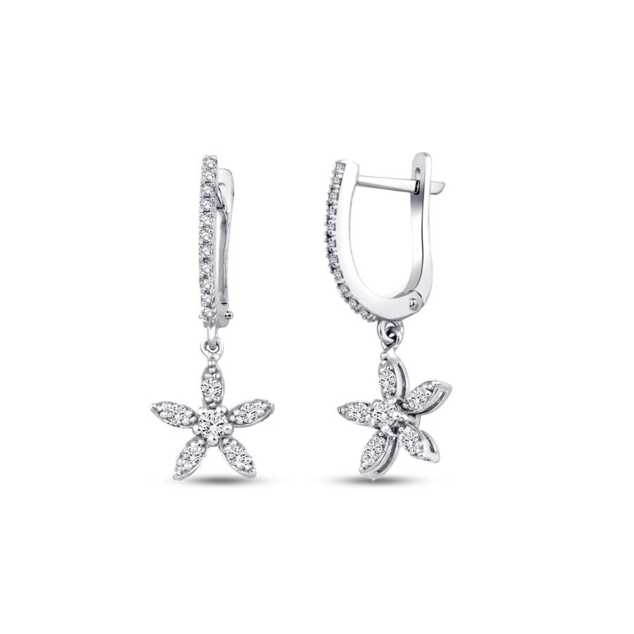 0.35 Carat Diamond Flower Earrings
