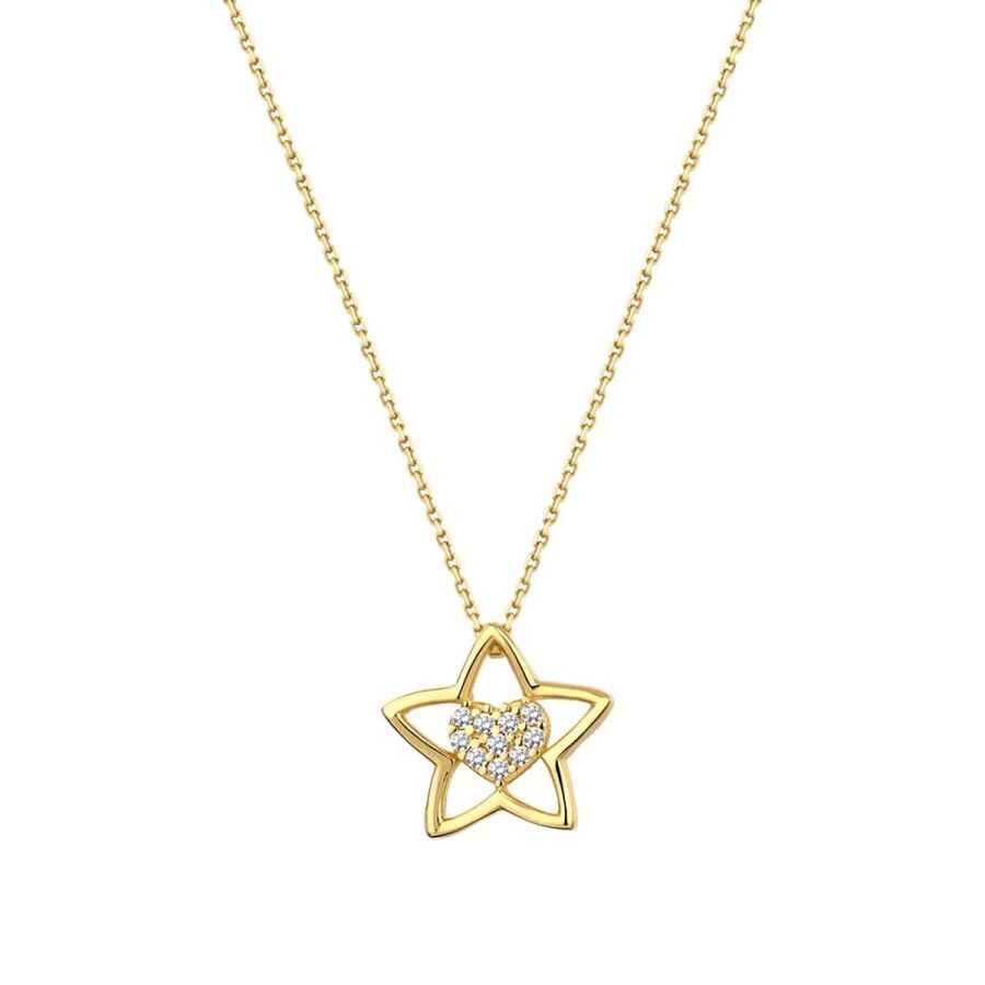 Gold Star Heart Necklace