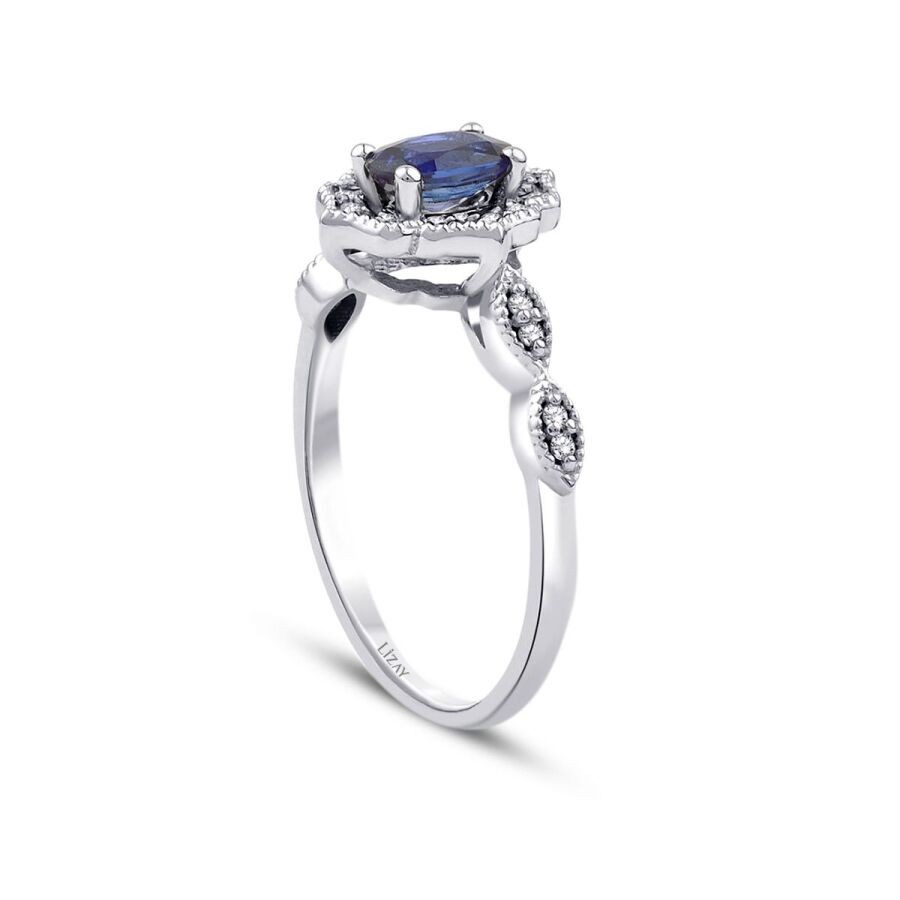 0.71 Carat Diamond Sapphire Ring