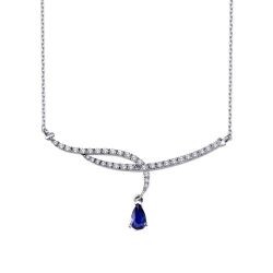 0.79 Carat Diamond Pear Sapphire Necklace