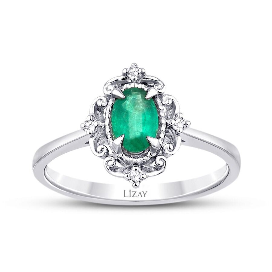 0.42 Carat Diamond Emerald Ring