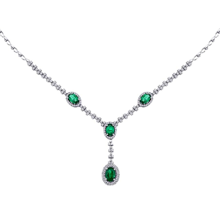2.84 Carat Diamond Emerald Necklace