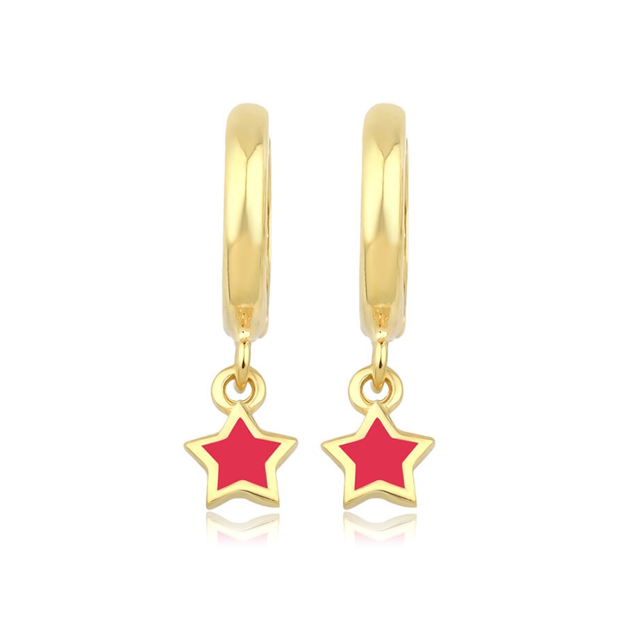 Gold Red Star Children's Earrings