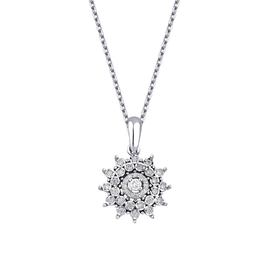 0.13 Carat Diamond Sun Necklace